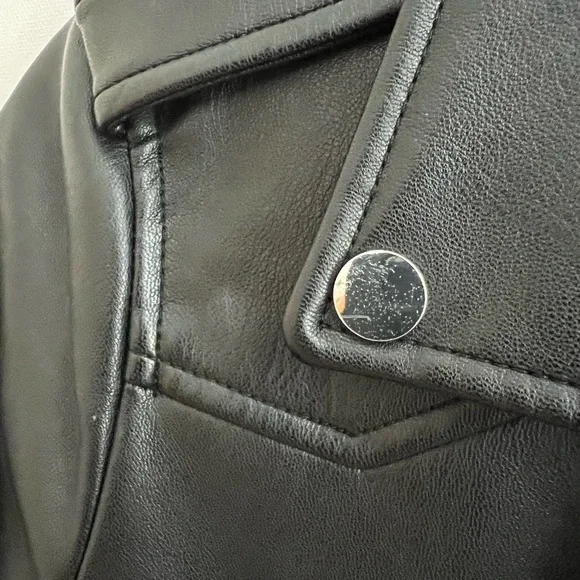 ZARA Black Faux Leather Motto Jacket - Picture 2 of 5